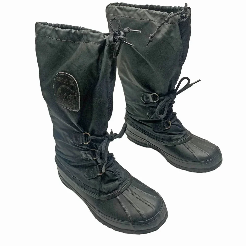 Vintage SOREL Snowlion‎ Black Insulated Waterproof Snow Boots